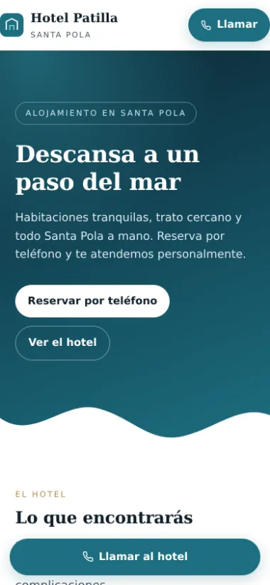 La misma web vista en el móvil